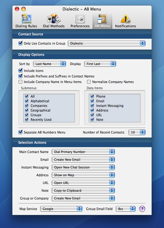AB Menu Preferences