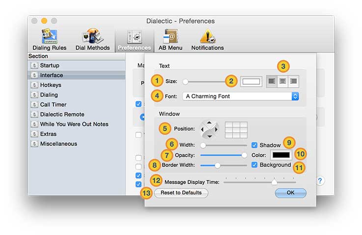 preferences interface status prefs annotated