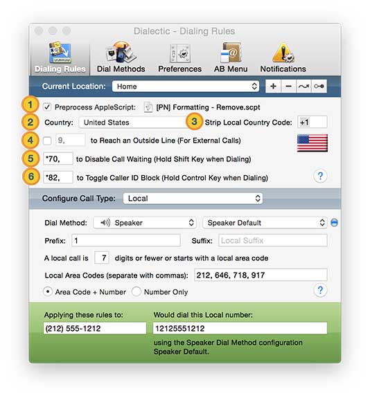 Dialing Rules universal annotated