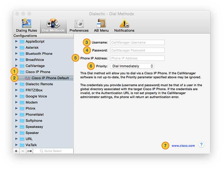 cisco ip phone Dial Method annotated