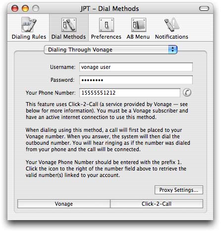Dial Method Vonage