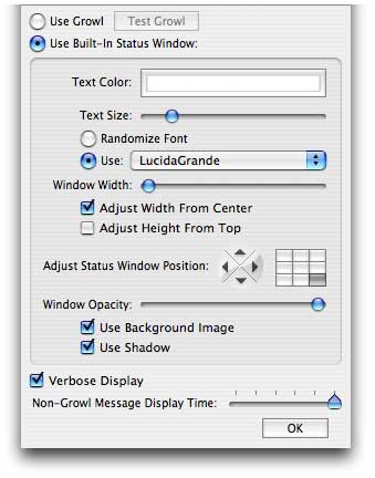 status window preferences